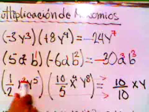 MULTIPLICACION DE MONOMIO multiplicacion de monomio: