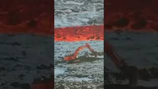 Battle With Fire Digger Vs. Volcano In Iceland