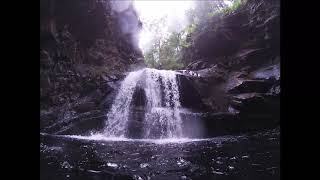 Riding the Canyoning bag Waterfall slide Snowdonia North Wales
