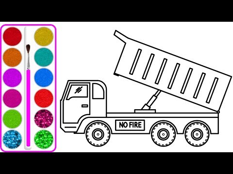 Dạy bé vẽ và tô màu Xe tải chở cá (Truck car drawing and coloring for kids)