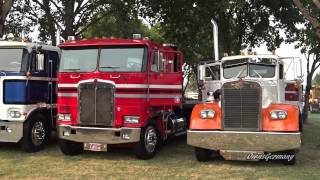 Classic Peterbilt, Kenworth & Mack Trucks Leaving Brooks Truck Show 2015 Classic Peterbilt, Kenworth & Mack Trucks Leaving Brooks Truck Show 2015