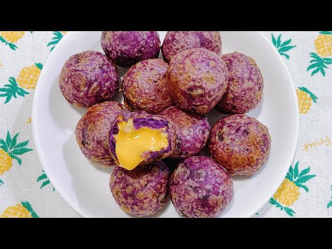 Cách làm bánh khoai tím nhân phô mai tan chảy thơm béo nóng hổi