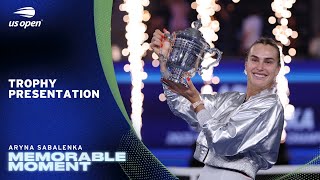 Trophy Presentation Aryna Sabalenka Is Crowned Champion 2025 Us Open Final