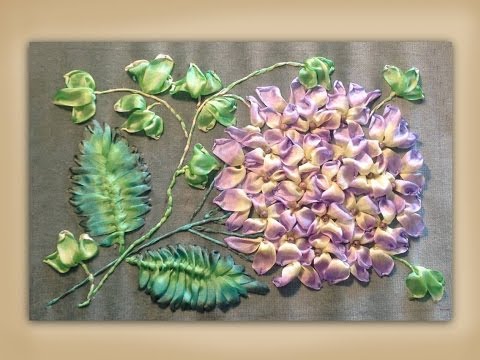 Вышивка лентами тютелька.гортензия Вышивка лентами тютелька.гортензия