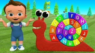 Little Baby Fun Play Learning ABC Alphabets with Snail Puzzle Wooden Toy Set A-Z Learning 3D Kids