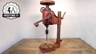 Antique Rusty Bench Drill - Detailed Restoration
