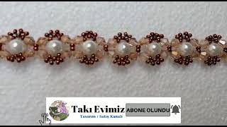 Kristal İnci Ve Bakır Kum Boncuk Bileklik