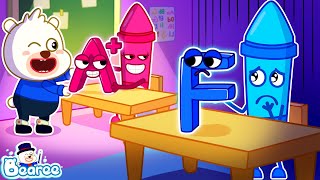 Pink Crayon Vs Blue Crayon, Who Will Get An A? School Adventure Stories For Kids Bearee Kids Show