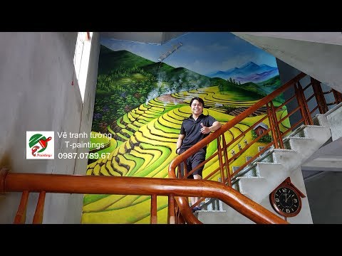 Vẽ tranh tường cầu thang phong thủy ở Việt Trì