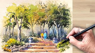 🎨 Walk the Pathway Together in Watercolors | Art Tutorial