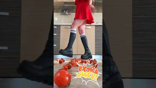 Demon Crushers Vs. Juicy Tomatoes Boots Crushing Food Oddly Satisfying Asmr