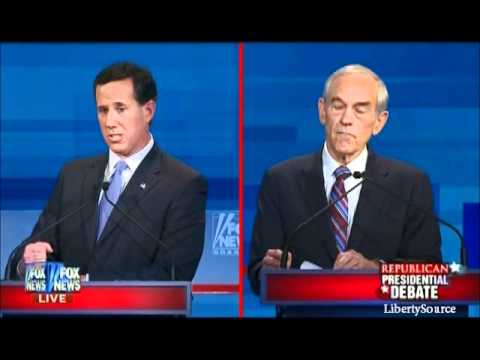 Ron Paul challenged on the 2nd amendment by Santorum SC Republican Debate 1/16/12