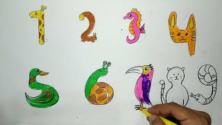 1'den 10'a Kadar Sayılarla Hayvan Çizimi | Görsel Sanatlar | Animal Drawings