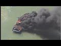 Raw: Texas Shrimp Boat Engulfed in Flames