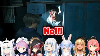 [Hololive] Their reaction to the corpse comes out from the locker in Resident Ev