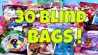 30 Blind Bags Opening Toys Peanuts SHopkins Num Noms Disney Barbie Trolls MLP Care Bears Mickey Minn