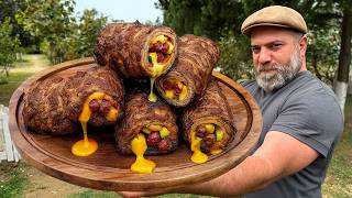 Juicy Stuffed Beef Rolls Cooked In Er Over Fire