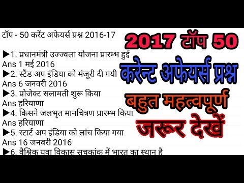 2017 50 Most Imp Current Affairs Questions Ssc Mp Si 2017 50 Most Imp Current Affairs Questions Ssc Mp Si