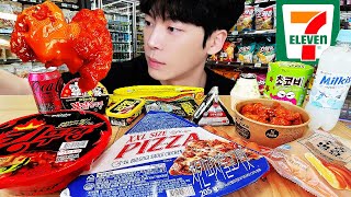 ASMR MUKBANG | Convenience store (Spicy Food, Fire noodles, Dessert, kimbap) Kor