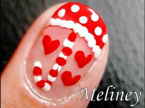 Nail Art Tutorial - Raining Love Valentine's Day Design for Short Nails 