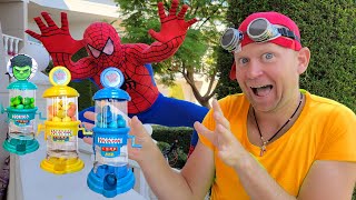 Mystery Candy Machine Superhero Challenge 빨대 음료수 챌린지 Mukbang By Pelmen
