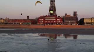 First attempt at kite surfing next to blackpool tower !! #kitesurfing #mavicair2 #blackpool