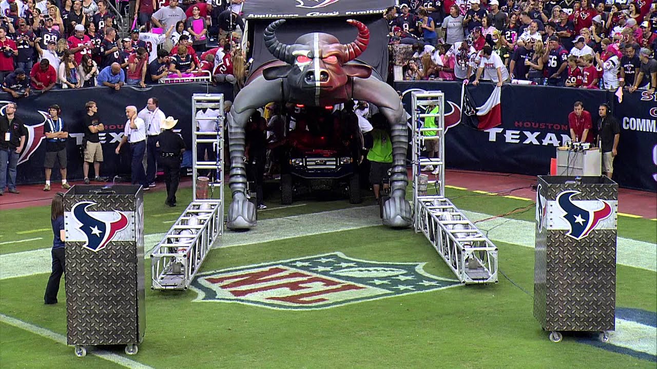 TEXANS BULLS ON PARADE COMING OUT OF THE TUNNEL LIVE SATELLITE FEED