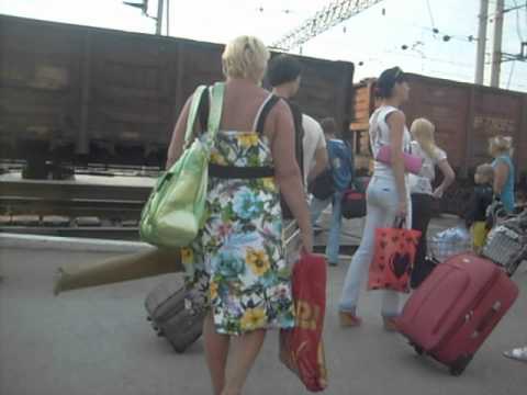 Freight train passes trough Simferopol