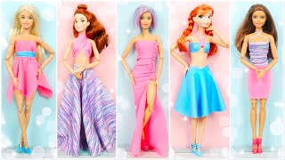 5 FARKLI MUHTEŞEM SİLİKONSUZ DİKİŞSİZ BARBIE KIYAFET YAPIMI