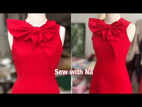 Dạy cắt may Lê Na : Thiết kế váy liền nơ bướm chi tiết cắt - may. How to make a butterfly dress ?