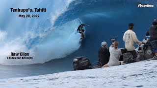 Teahupo'o, Tahiti - May 28, 2022 - 7 Raw Clips - Rides and Attempts ⚡️ #surf #surfing #teahupoo