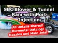 SBC 871 Blower on Tunnel Ram with Port Injection is Running! Shop Burnouts and tune details shared!
