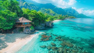 Tropical Beach Music With Beautiful Ocean Beach Views | Happy And Uplifting - Relaxing Music