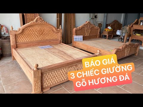 BÁO GIÁ - 3 CHIẾC GIƯỜNG NGỦ GỖ HƯƠNG ĐÁ SIÊU DẦY SIÊU VÍP - KT 1m8x2m