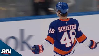 Islanders Matthew Schaefer Crashes The Net For His First Career Nhl Goal