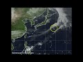 Large Low Pressure over Japan and New Zealand with Heavy Rain Showers