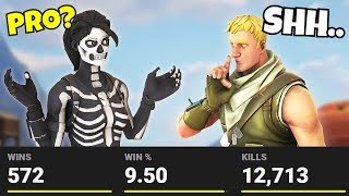 he told me he had 0 WINS... but he had 500 WINS!! (Secret Fortnite Pro?)