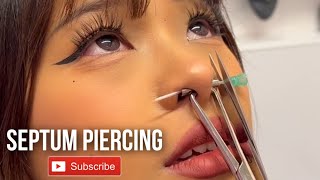 Septum nose piercing for this beauty ⚡️ Don’t try this at home! #septum #nosepie