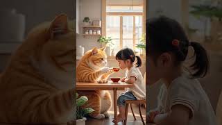 Cat Helping A Baby Girl