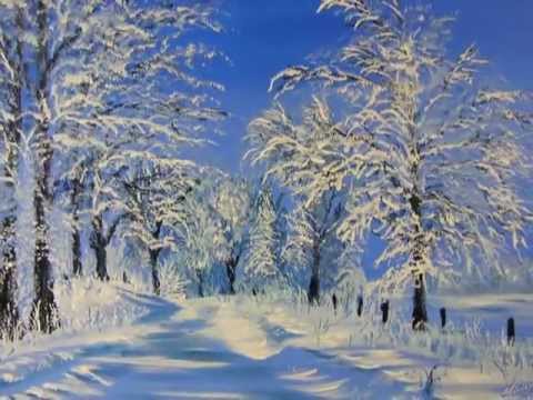 peindre un paysage de neige 3 cabane chalet de montagne carte noel ...