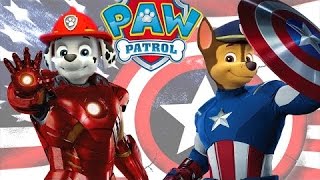 Paw Patrol Captain America - Paw Patrol Marvel Iron Man I Superheroes Transforming Chase & Marshall