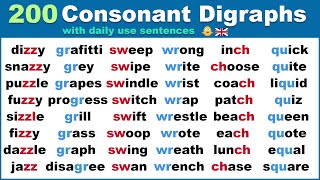 200 Consonant Digraphs with Daily Use Sentences | English Speaking Practice Sent