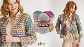 Alize Angora Gold Batik ile Tığ İşi Baharlık Hırka