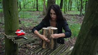 Asmr Сamping Girl Builds A Table After The Rain And Cooks Potatoes On A Fire #Asmr #Bushcraft