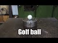 Crushing golf ball with hydraulic press
