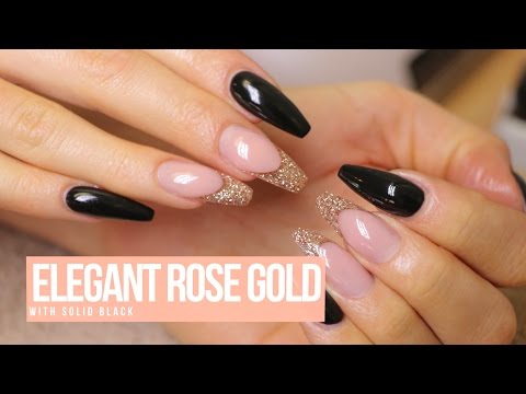 Acrylic Nail Design: Elegant Rose Gold - YouTube