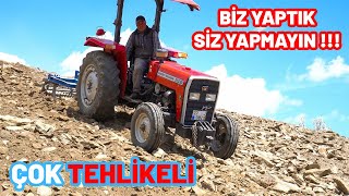 AŞIRI TEHLİKELİ TARLA SÜRÜMÜ | TRAKTÖR NEREDEYSE DEVRİLİYORDU ! MASSEY FERGUSON 