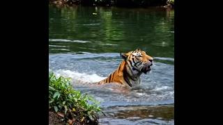 The Tiger Is Bathing In The River.