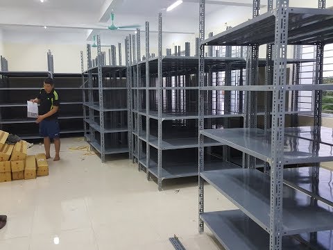 Thanh lý kệ sắt v lỗ đa năng, giá kệ để hàng tồn kho mới 98% giá rẻ chất lượng