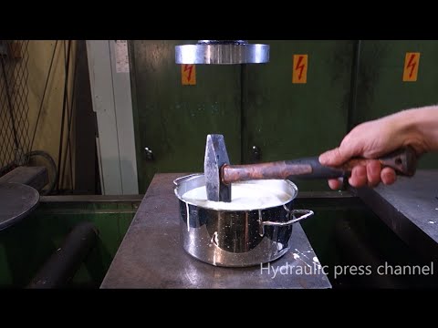 Crushing non-newtonian fluid with hydraulic press